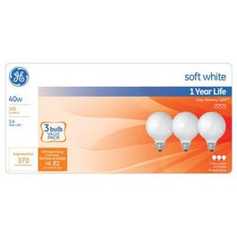 40-Watt White Globe Light Bulbs, 3-Pk.