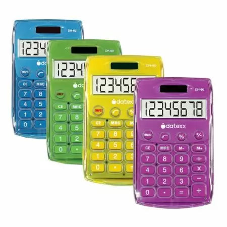 Datexx Assorted Ice Colors Dual Power Handheld Eco-Calculator