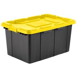 Industrial Tote, Black With Yellow Latches, 27-Gallons