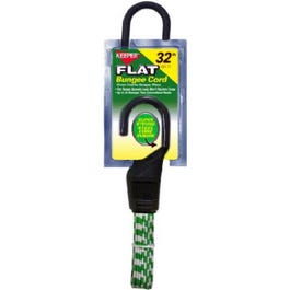 Flat Bungee Cord, Green & White, 32-In.
