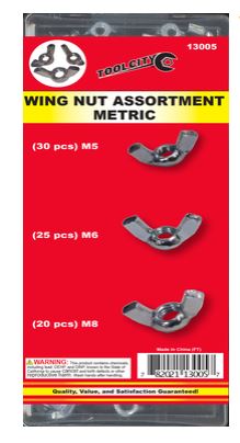 Tool City Wing Nut Assortment - Metric (75 Pc)