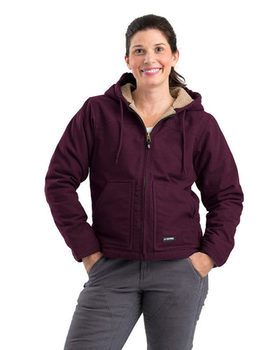 Berne Women's Sherpa-Lined Duck Hooded Jacket (Small - Regular, Plum)