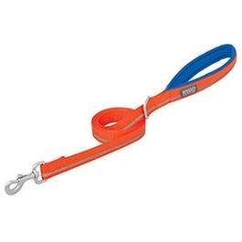 Terrain Dog Leash, Lined Reflective Nylon, Orange, 1-In. x 4-Ft.