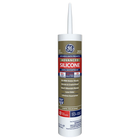 GE Sealants Advanced Silicone 2® Kitchen & Bath Sealant 9.8 Oz White (9.8 Oz, White)