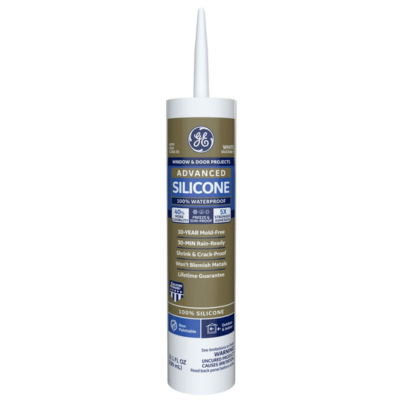 GE Sealants Advanced Silicone 2® Window & Door Sealant 10.1 Ounce Clear (10.1 Ounce, Clear)