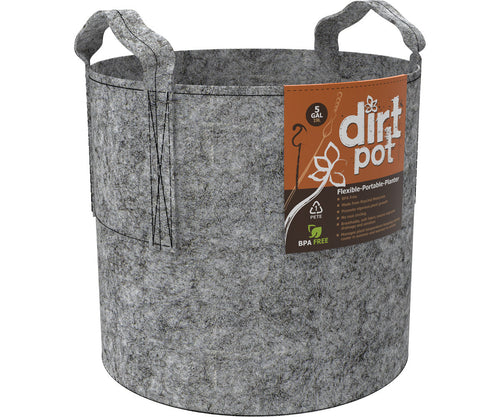 Hydrofarm Dirt Pot Flexible Portable Planter Grey with Handles