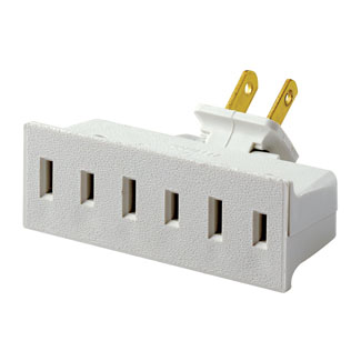 Leviton Indoor 15 Amp, 125 Volt, NEMA 1-15R, Single-to-Triple, Swivel Adapter, 3 Flat Plugs Accepted - White