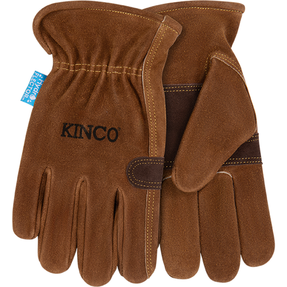 Kinco Hydroflector™ Water-Resistant Premium Suede Cowhide Driver With Double-Palm Large Brown (Large, Brown)