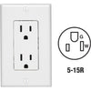 Leviton Decora 15A White Residential Grade 5-15R Duplex Outlet with Wall Plate