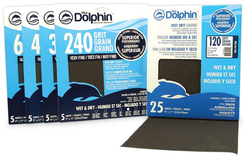 Linzer Blue Dolphin Wet & Dry Silicon Carbide Sanding Paper 600 Grit 5 Pack 9 x 11