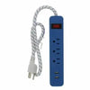 Howard Berger  Bright-Way 2 ft. 3-Outlet/2USB Power Strip in Blue