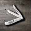 Case Religious Sayings Rejoice Embellished Smooth Natural Bone Mini Trapper