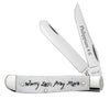 Case XX Religious Sayings Worry Less, Pray More Embellished Smooth Natural Bone Mini Trapper
