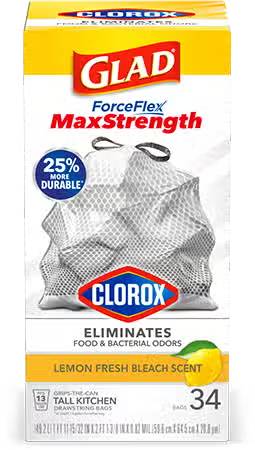 Glad ForceFlex MaxStrength™ with Clorox® Bags Lemon Fresh Bleach Scent