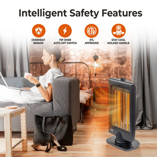 Comfort Zone Oscillating Electric Halogen Radiant Heater