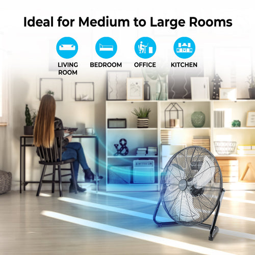 Comfort Zone 20 3-Speed Floor Fan with 360-Degree Adjustable Tilt