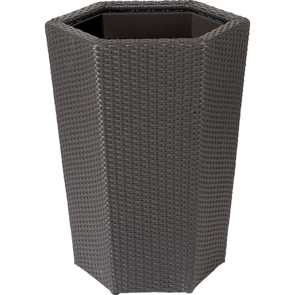 VISTA PLANTER HEX RESIN WICKER W PLASTIC LINER (24 INCH, BLACK)