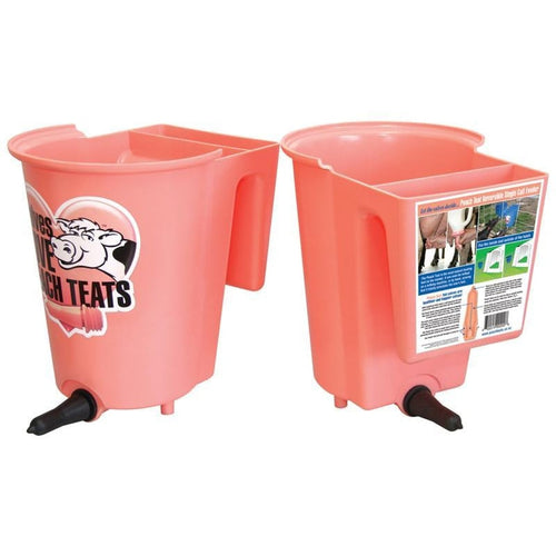 PEACH TEATS SINGLE TEAT REVERSIBLE BUCKET FEEDER (6 QT, PEACH)