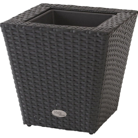 VISTA PLANTER RESIN WICKER (14 INCH, BLACK)