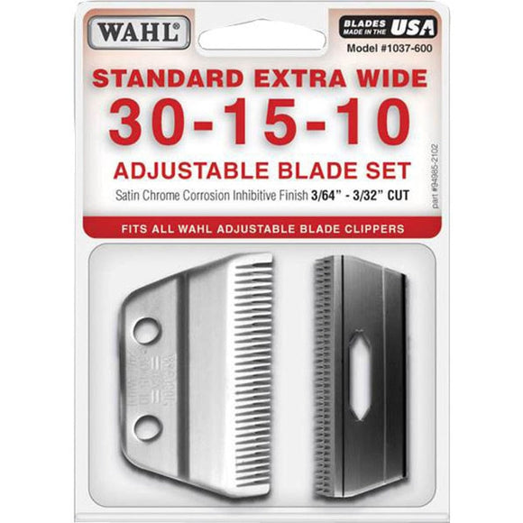 WAHL ANIMAL ADJUSTABLE CLIPPER BLADE SET (#30-15-10, SILVER)