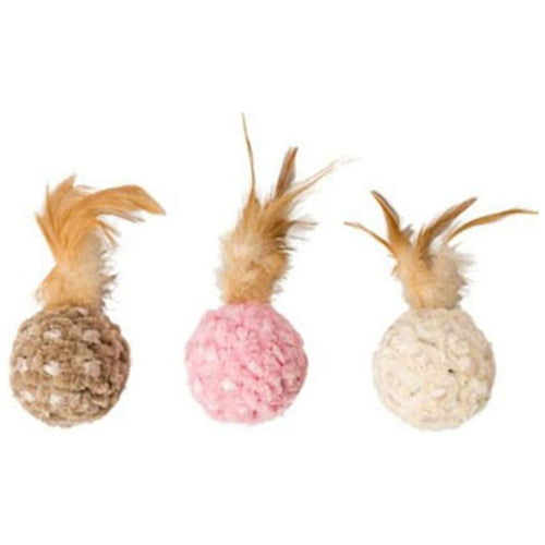 SPOT CHENILLE CHASER FEATHER BALL (6 IN, ASSORTED)