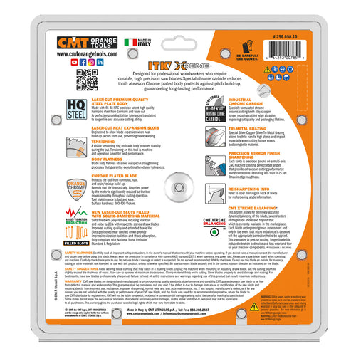 CMT 256.050.10 256-Series ITK Industrial Combination Saw Blade, 10-Inch x 50 Teeth 1FTG+4ATB, 5/8 Bore