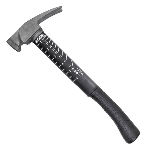 Boss Hammers 14 Oz Titanium Hybrid Milled Face Hammer with Fiberglass Handle