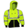 Hi-Viz Hooded Sweatshirt, ANSI/ISEA 107 Class III, Yellow/Green, XL