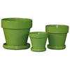 Planter With Saucer, Apple Green Clay, 5.5 x 5.5-In.