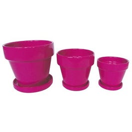 7 inch ceramic planter with saucer Planter With Saucer, Pink Clay, 7.5 x 7-In. - Catlettsburg, KY
