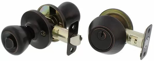 Ultra Hardware Oil Rubbed Bronze Keyed Entry Knob & Single Deadbolt Combo