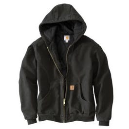 Active Quilted Flannel-Lined Jacket With Hood, Black, Large