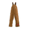 Duck Bib Overall, Zip-To-Thigh, Quilt-Lined, Brown, 34 x 30-In.