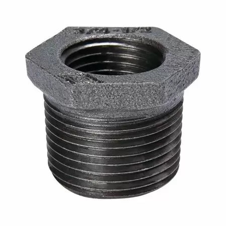 B & K Industries Black Hex Bushing 150# Malleable Iron Threaded Fittings 3 x 2 1/2