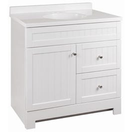 Edgewater Vanity Combo, White Finish & White Marble Top, 37W x 18.5D x 37.5H-In.