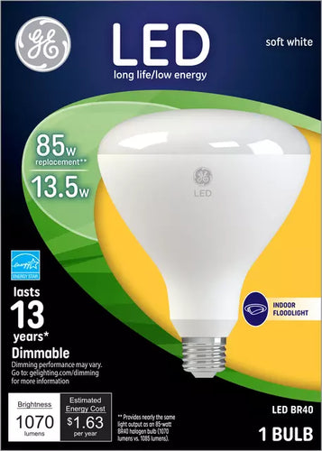 GE Soft White 85W Replacement LED Light Bulbs Indoor Floodlight BR40 (1-Pack)