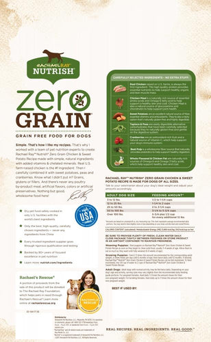 Rachael Ray Nutrish Zero Grain Natural Chicken & Sweet Potato Recipe Dry Dog Food