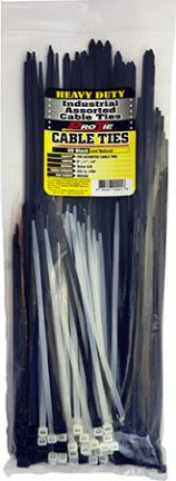 CABLE TIES ASST BK NYLON 200/PK