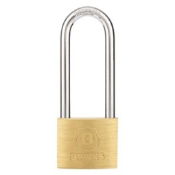 Brinks Commercial 40mm Solid Brass Keyed Padlock with 2.5” Shackle Clearance, 2-Pack - Chrome Plated with Hardened Steel Shackle