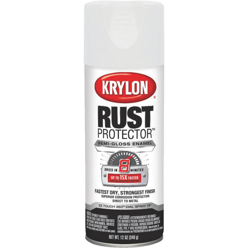 Krylon Rust Protector 12 Oz. Semi-Gloss Alkyd Enamel Spray Paint, White