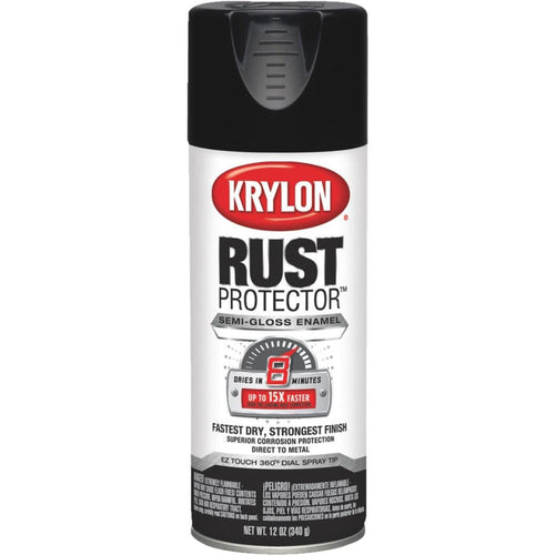 Krylon Rust Protector 12 Oz. Semi-Gloss Alkyd Enamel Spray Paint, Black