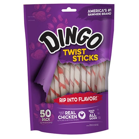 Dingo Twist Sticks Rawhide Chews, Made With Real Chicken