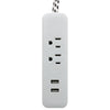 Prime 2-Outlet 2-Port 2.1AMP USB Power Strip w/6ft Accent Cord White