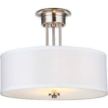 Hardware House 209144 Ceiling Fixture, 2 Light Semi Flush ~ Satin Nickel