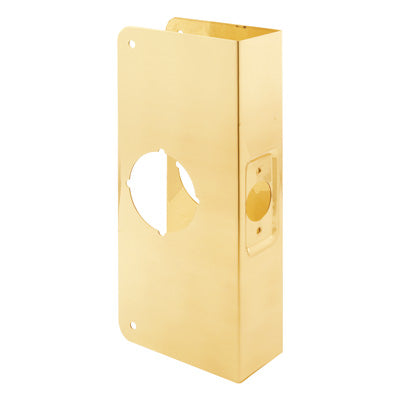 Prime-Line 1-3/8 in. x 9 in. Thick Solid Brass Lock and Door Reinforcer, 2-1/8 in. Single Bore, 2-3/8 in. Backset