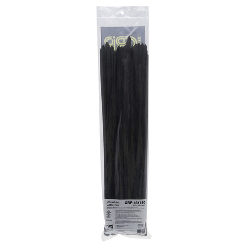 NSI Industries 181750 17.75-in Black UV Weather Resistant Cable Ties, 175 lb Tensile Strength - 50 Count