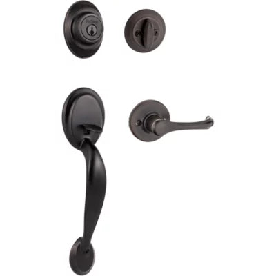Kwikset Dakota Handleset with Dorian Lever - Deadbolt Keyed One Side - featuring SmartKey