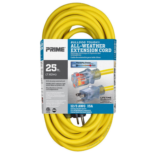 Prime Wire and Cable 25ft 12/3 SJTOW Bulldog Tough® Oil Resistant Extension Cord