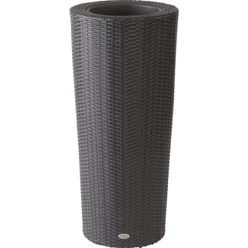 VISTA PLANTER ROUND RESIN WICKER W PLASTIC LINER
