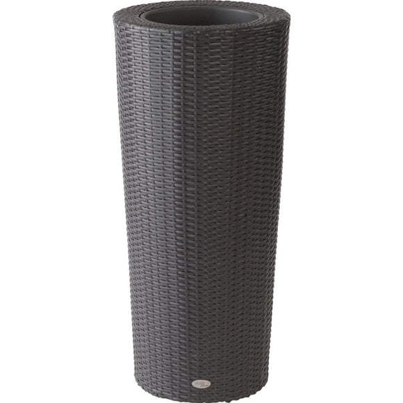 VISTA PLANTER ROUND RESIN WICKER W PLASTIC LINER